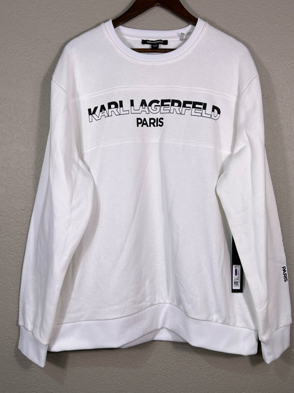 Karl Lagerfeld Paris Men's XXL White Logo Sweatshirt NWT
